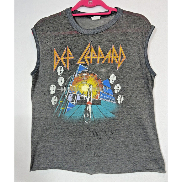 Vintage Def Leppard Rock Brigade concert Muscle shirt 80's distressed holes wear - Picture 1 of 7